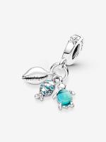 Pandora - Dije triple Colgante de Pez, Tortuga Marina y Caracola-Plata de Lei - details 1