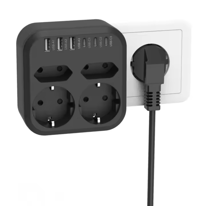 ZLY Enchufe De Poder 3500W Con 4 Salidas AC 6USB 17W Carga Rápida 7 Sistema De Seguridad Para El Hogar EU Plug Power Strip - 1