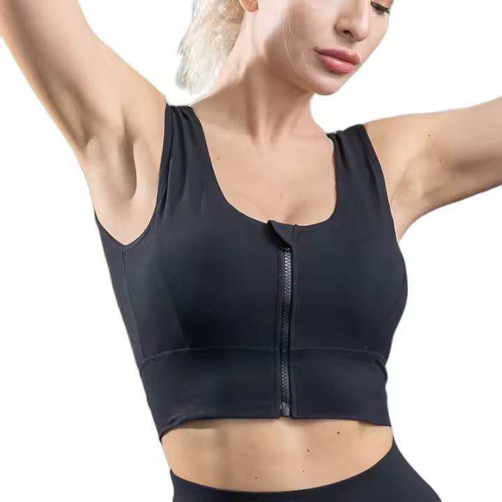Deportiva Mujer Antigolpes Anti-salpicaduras Con Cierre Frontal Yoga Fitness Transpirable Estilo Verano Chaleco De Sujetador - 1