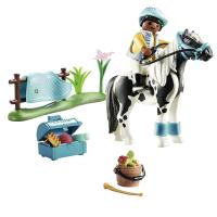 Poni Lewitzer PLAYMOBIL country caballos (70515) entrenamiento de pony blanco y negro con jinete y accesorios para montar a caballo - details 3