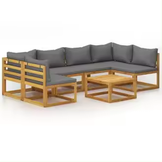VIDAXL 3057622 conjunto de muebles para el jardín de 5 piezas fabricado en madera de acacia con cojines en color gris oscuro - 1