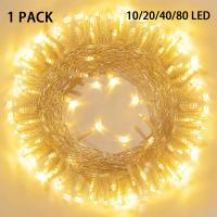 Luces De Cadena LED Impermeables Para Decoración De Jardín Dormitorio Fiesta Navidad 10/20/40/80 LED Batería Incluida Luz De Navidad Color Calido Y RGB - details 6