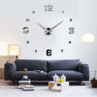 Reloj de Pared Moderno DIY Horas 3D Grande 130 Cm. Espejo Plateado Acrílico Gigante - Hogar Salón Cocina Dormitorio - details 0