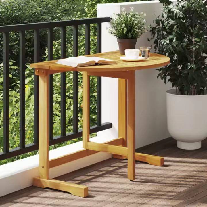 vidaXL Mesa de balcón plegable madera maciza de acacia 90x60x72 cm en forma Rectangular/Semicircular | estructura resistente ideal para salón dormitorio o estudio - 1