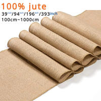 Corredor De Mesa Vintage De Lino Jute Natural Para Boda Y Fiesta Decoración De Pájaro Paisajístico Textil De Hogar 240x10cm - details 0