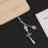 Llavero Estilizado Con Colgante De Huesos De Four Leaf Clovers Hecho a Mano Con Cuentas De Bisagra Para Teléfono Móvil - details 3