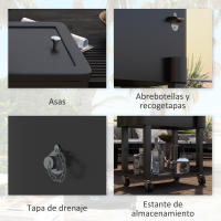 Outsunny Carro de Bebidas Refrigerado 56L Carro Nevera con Ruedas Abrebotellas y Estante para Patio Fiesta Terraza 67x35x80 cm Negro - details 5