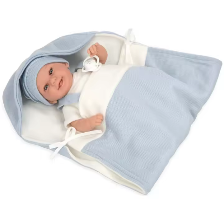 Muñecas Arias Elegance Babyto Azul 35 Cm - Suave y Cómodo - Ideal para Recién Nacidos - Incluye Manta - 1