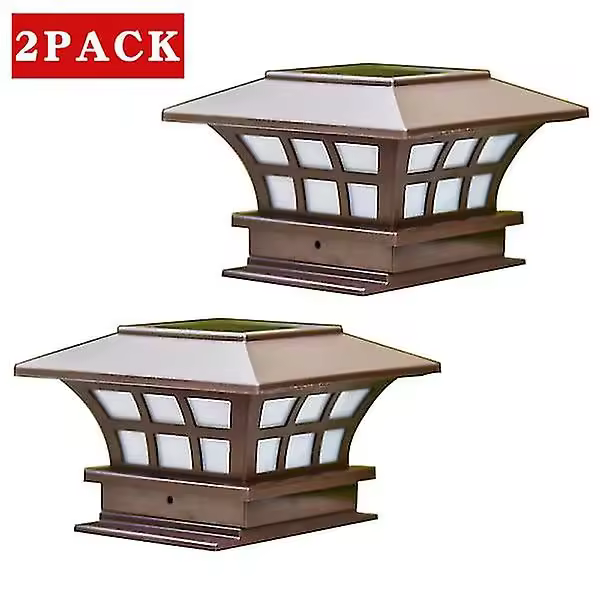 Piezas de luces de Pilar para Exterior, lámpara de cubierta solar, Luz de tapa de poste para Exterior, Luces Solares para Exterior, Luz de tapa de poste solar, Luces de poste Solares para Jardín - 1