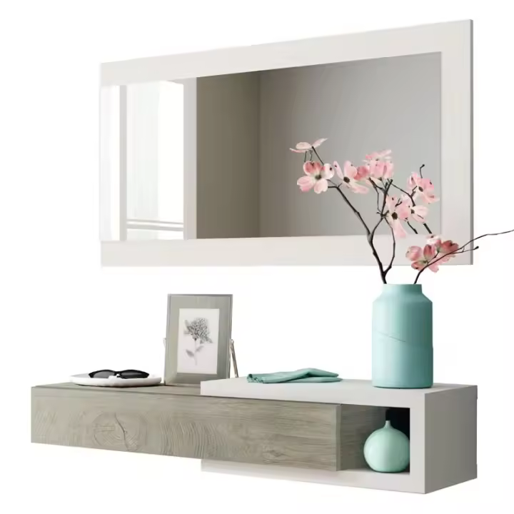 Miroytengo Mueble Recibidor Noon con Espejo Color Blanco Artik y Roble Alaska - 1