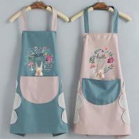 Delantal de cocina para mujer con bolsillos para limpiarse las manos, bolsillo grande, para limpiarse las manos, impermeable para cocinar y hornear - details 4