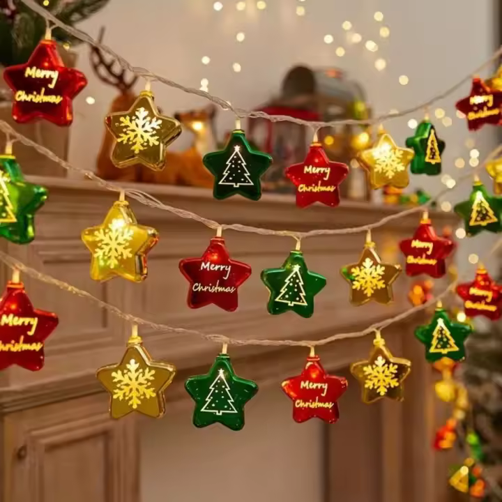 Cadena De Luces LED De Navidad Con Caricatura De Payaso Nevado Decoración De Ambiente De Escena Pentagrama De Luces Cadena De Luces Navideñas - 1