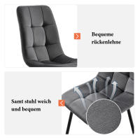 Juego de Mesa de Cocina (5 piezas), juego de Mesa de Coque-with 4 Sillas, juego de Mesa de Cocina Moderna-With Mesa retrácthil, Mesa de Mármol Blanco, coque de terciopelo Gris - details 6
