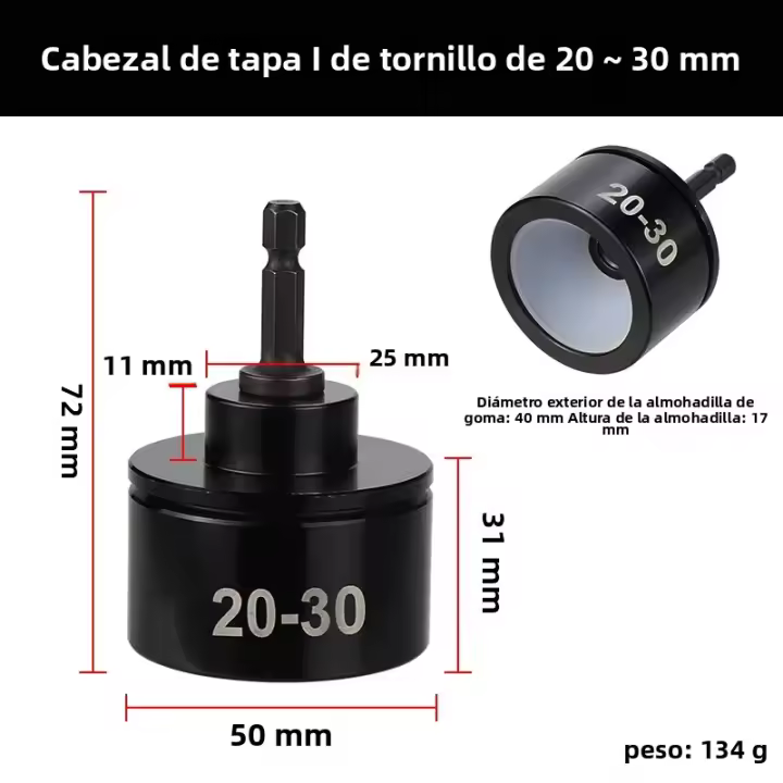 Cabezal De Aplicación De Tapas Con Destornillador Eléctrico 1/4 Para Botellas 10-100mm Diámetro Exterior Compatible Con Perforadores - 1