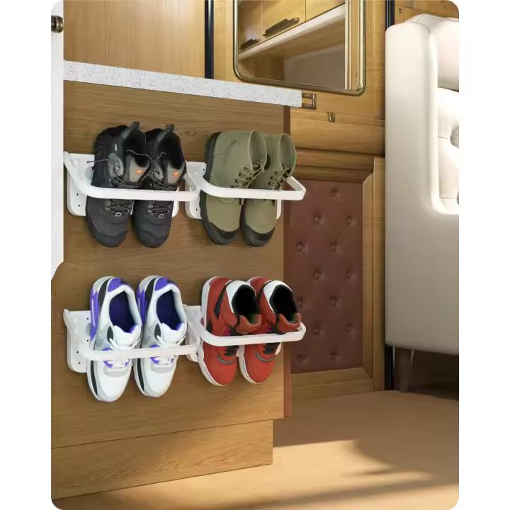 Zapatero plegable para montaje en Par, paquete de 4, estante  Blanco - 1