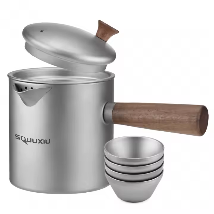 Ti Kettle De Cerámica Con Mango De Madera Para Camping Y Senderismo Hervidor De Té Portátil Con Strainer Material De Cerámica - 1