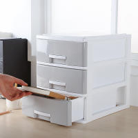 Caja de almacenamiento de escritorio de oficina, Gabinete de almacenamiento type pequeño de plástico simple, Caja de almacenamiento variado para Archivos de estudiantes en el escretorio, Gris - details 2