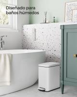 Cubo de Basura de 10 litros para Baño con Pedal - Compacto para Espacios Pequeños, Cierre Suave, Acero Inoxidable, Disponible en Blanco, Negro y Plata - details 2