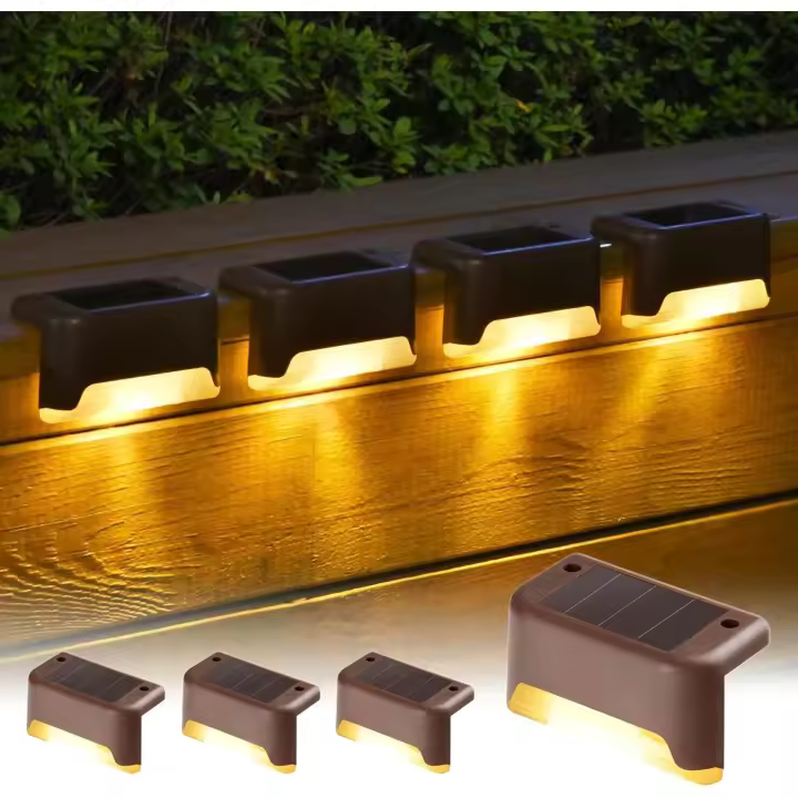 Luces Solares para Exterior, paquete de 4 Luces para Escaleras, iluminación LED waterproof para Escaleras Exterior - 1