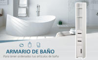 Armario Alto de Baño con 3 Puertas y 3 Estantes Abiertos Columna Auxiliar de Baño para Salón Aseo Dormitorio Estilo Moderno 15x17x120 cm Blanco - details 0