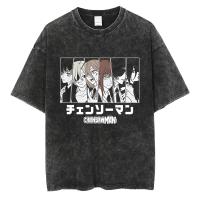 Camiseta De Manga Corta Para Hombre Estilo Hip Hop Vintage Washed En Color Negro Con Estampado De Cadena Anime Camiseta Casual Para Todas Las Estaciones - details 11