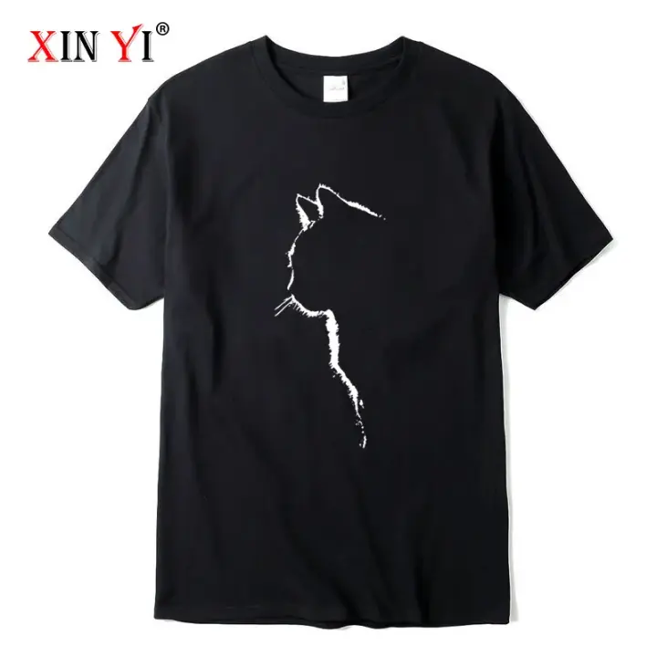 Camiseta Para Hombre De Algodón 100% Calidad Superior Estampado De Gato Fresh Camiseta Casual Manga Corta Estilo Hip Hop Verano - 1