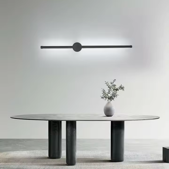 Lámpara de Pared LED 360° Rotativa 6500K Blanco Frío Moderna Negra para Dormitorio Sala de Estar Comedor Pasillo Escalera 60cm - 1