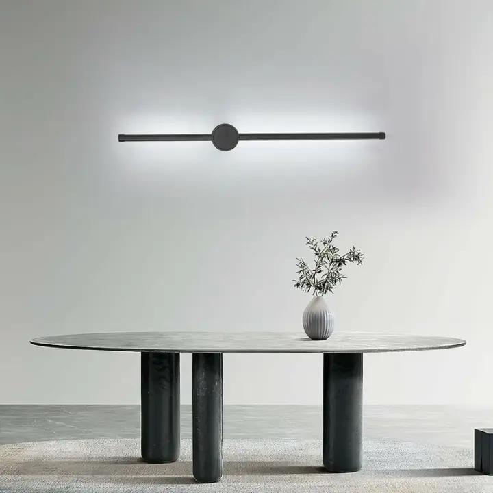 Lámpara de Pared LED 360° Rotativa 6500K Blanco Frío Moderna Negra para Dormitorio Sala de Estar Comedor Pasillo Escalera 60cm - 1