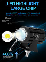 Faros De Moto 12V 24V Luz Trabajo LED Proyector Lente Antiniebla Auxiliar Blanco Amarillo Para Coche - details 2