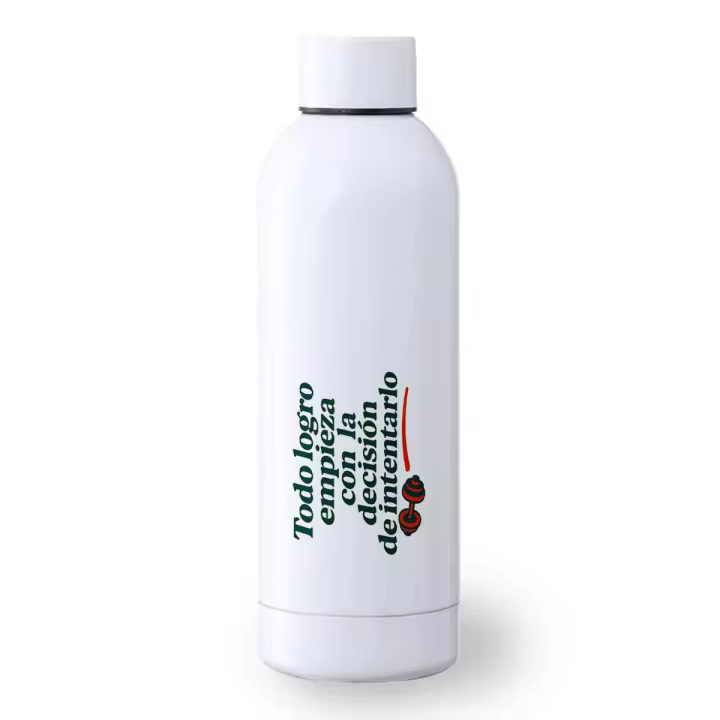 MERCHANDMANIA Bidón 500 ml acero inoxidable frase motivadora gimnasio logro decision gym motivacion deporte deportivo botella senderismo - 1