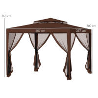 Outsunny Carpa de Jardín 3x3 m Cenador Gazebo con 4 Mosquiteras Laterales Techo Doble 8 Orificios de Drenaje y Marco de Metal para Terraza Patio Exterior - details 2