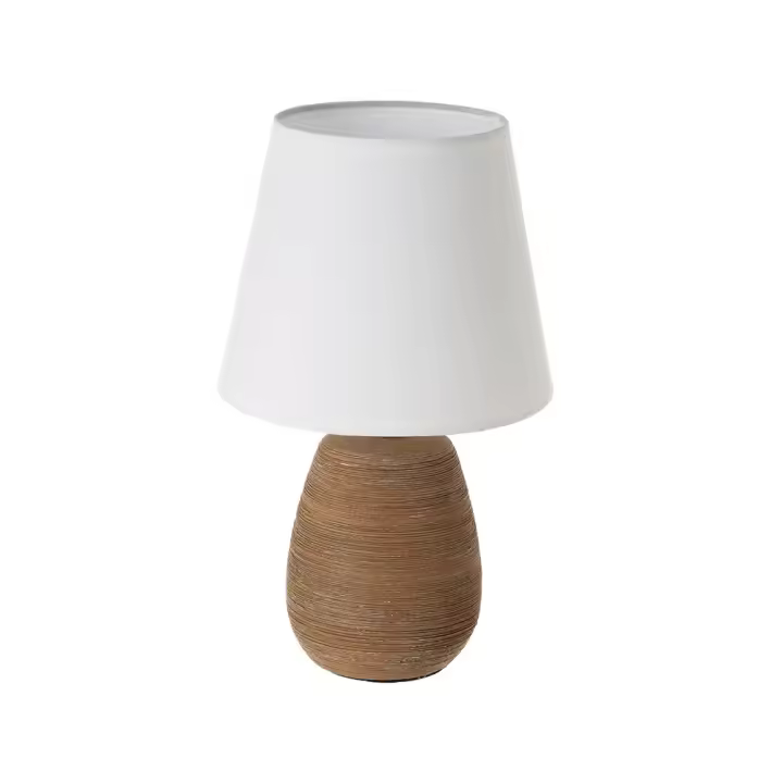 Lola Home Lámpara de mesa con tulipa de cerámica marrón de Ø 17x27 cm - 1