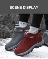 Botas Impermeables Para Hombres Y Mujeres 2023 Botines De Invierno Con Cierre De Correa Botas De Nieve De Hiking Material De Suela TPR Lining De Peluche Corto - details 12