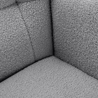 Sillón Mecedora de Borreguito Gris, Butaca Relax con Respaldo Alto, Reposabrazos y Patines de Madera - details 1