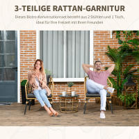 Conjunto de muebles de Jardín de trinquete Outsunny, 3 piezas. Zona de estar, incl. Mesa de Centro Y 2 Sillas, juego de bistro con muebles de balcón, Arena Dark gris. - details 1