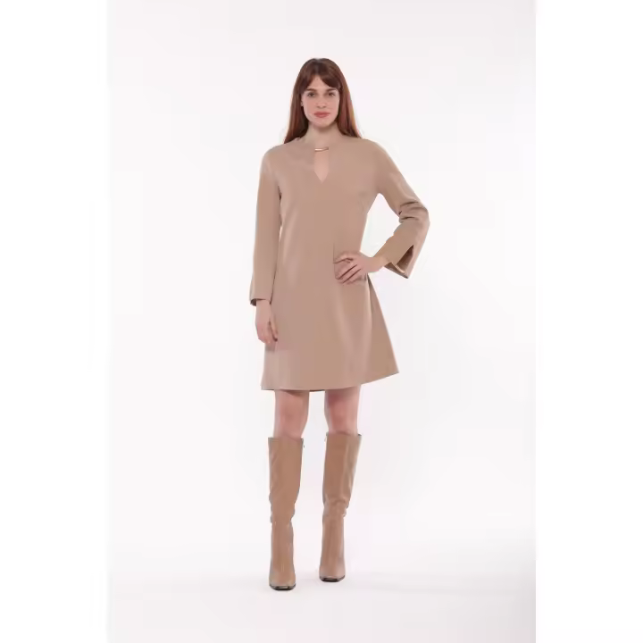Vestido corto con detalle en cuello y manga en dorado Mimi-Mua Firenze - 1