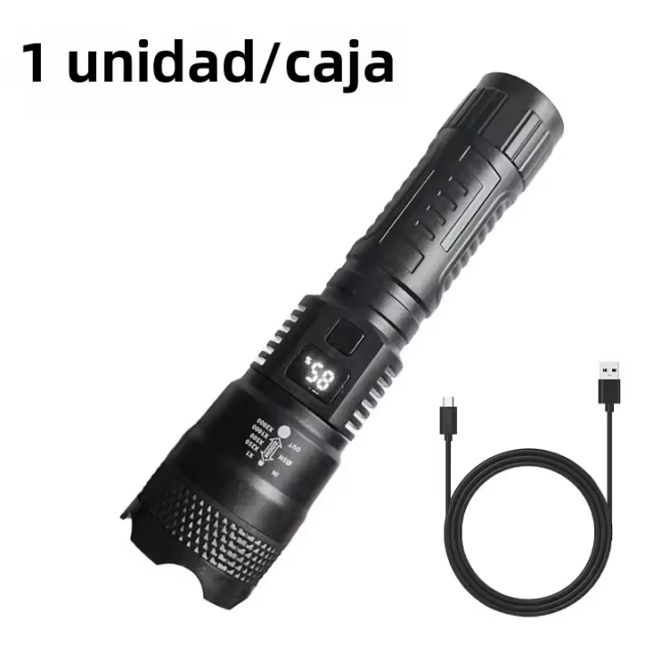 Linterna Con Batería Recargable Fuerte Lámpara De Trabajo LED Alta PotenciaLinterna Recargable Impermeable Con Distancia De Iluminación De 100-200 M - 1