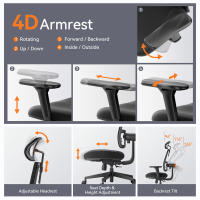 Silla ergonómica NEWTRAL MAGICH002, respaldo que sigue automáticamente, soporte lumbar adaptable, reposacabezas ajustable, profundidad del asiento, reposabrazos 4D reclinable, 3 posiciones de bloqueo - details 0