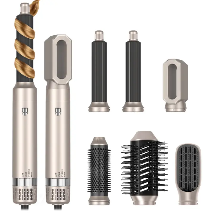 Cepillo secador de pelo 6 en 1 y estilizador de aire, secador de pelo iónico de alta velocidad, secado rápido, con rizador automático, voluminizador, alisador, adecuado para todo tipo de cabello - 1