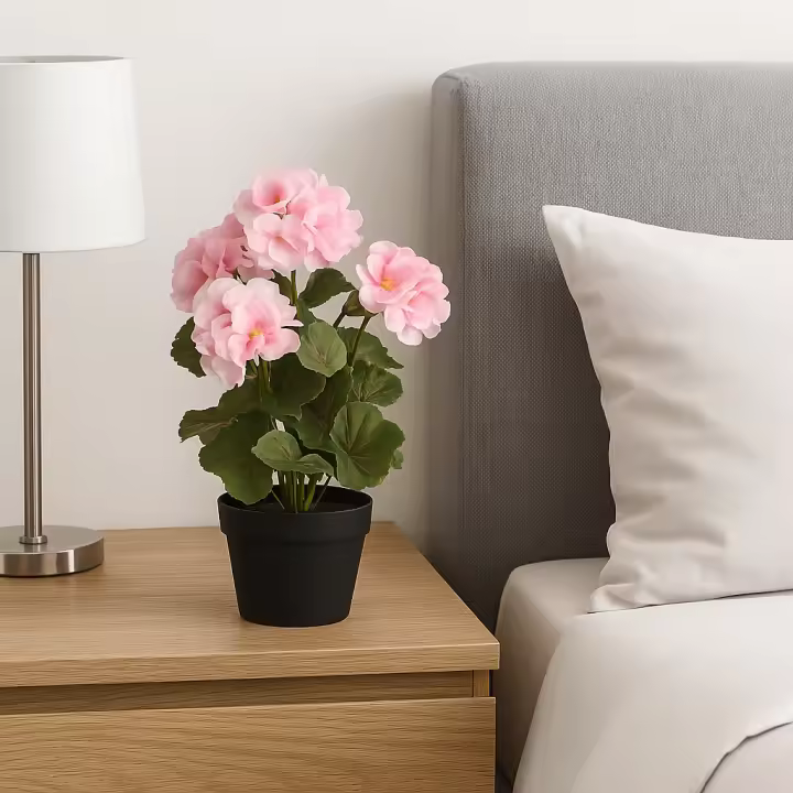 Poenia Arte Floral - Flor de Geranio Artificial en Maceta 33cm - REF M630977 - Realismo Sin Mantenimiento - 1