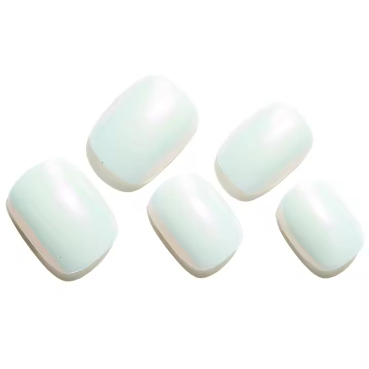Uñas postizas de gel Redonda, buenas a mano, Con Concha Blanca, cuadradas, con Polvo metálico Rosa polarizado, barra brillante, pegamento para Uñas postizas, kits. - 1