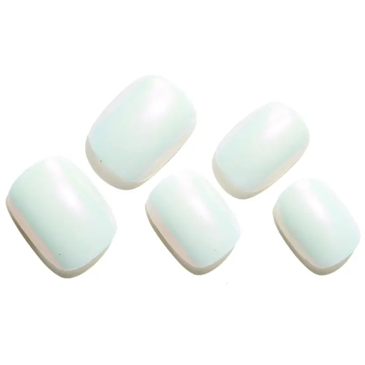 Uñas postizas de gel Redonda, buenas a mano, Con Concha Blanca, cuadradas, con Polvo metálico Rosa polarizado, barra brillante, pegamento para Uñas postizas, kits. - 1