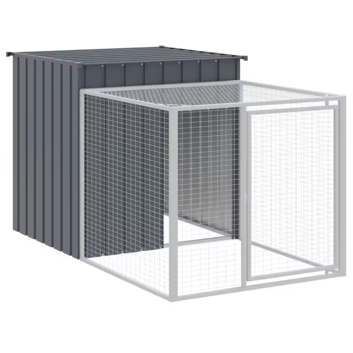 vidaXL Gallinero con Corral Jaula Caseta de Gallinas Acero Galvanizado Color Antracita,  Gris claro, y mas - 1