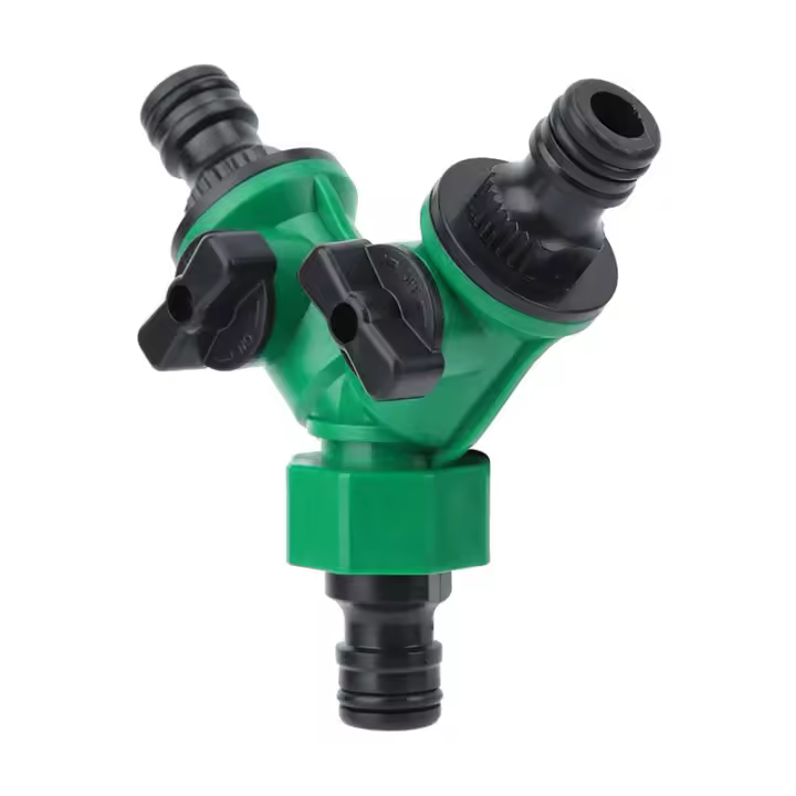 Adaptador De Conector Rápido Para Jardín Doble Vía Splitter De Agua Regadío Válvula De Hierro Plástico Material No Tóxico Origen China - 1