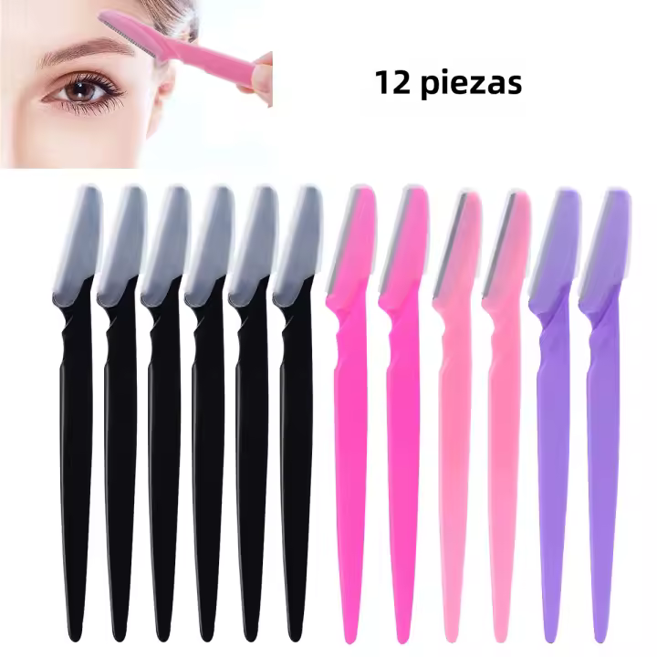 Juego De 12 Piezas De Afilador De Cejas Y Cuerpo Seguro Para Mujeres Herramientas De Maquillaje Pequeñas Con Cubierta Trimmer De Pelo Facial Y Corporal - 1