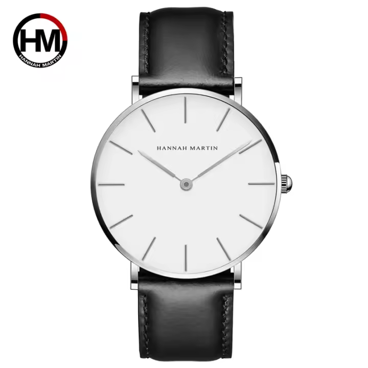 Reloj De Pulsera De Cuarzo Hannah Martin De Lujo Para Hombre En Cuero Marrón Y Plata Resistente Al Agua Estilo Casual Y Formal - 1