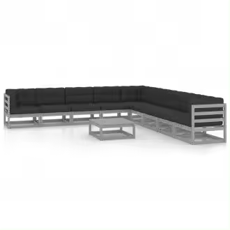 VIDAXL 3076901 conjunto mobiliario de muebles fabricado en madera de color gris con cojines antracita vida xl - 1