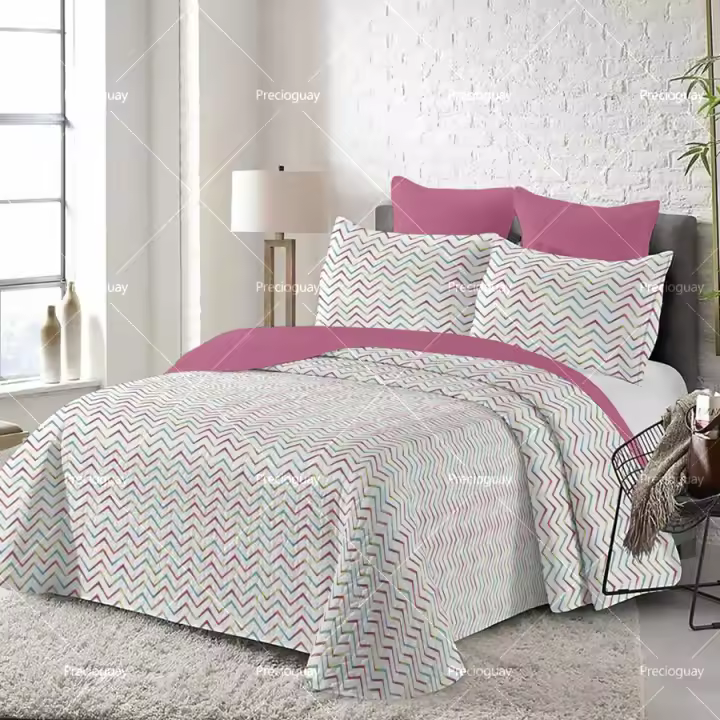 Juego de cama sencillo de tres piezas de algodón puro + 2 fundas de almohada para las cuatro estaciones. - 1
