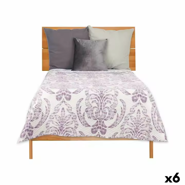 Colcha Reversible 180 x 260 cm Blanco Morado (6 Unidades) - 1