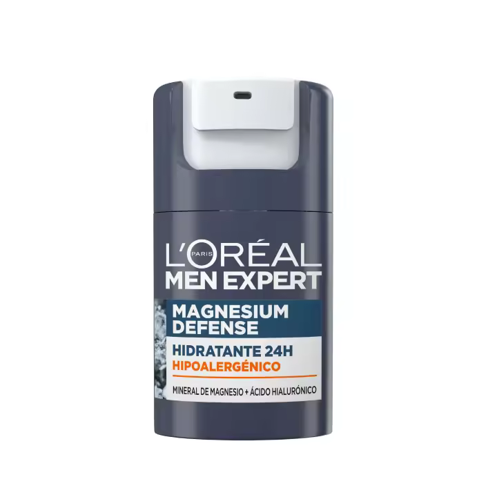 L'oreal Men Expert Crema Hidratante Hipoalergénica Mineral de Magnesio + Ácido Hialurónico. Calma, Protege y Fortalece la Piel. Testado En Pieles Sensibles. - 1